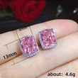 Hot selling exquisite square women's earrings with full diamonds and pink zircon earrings jewelry wholesale