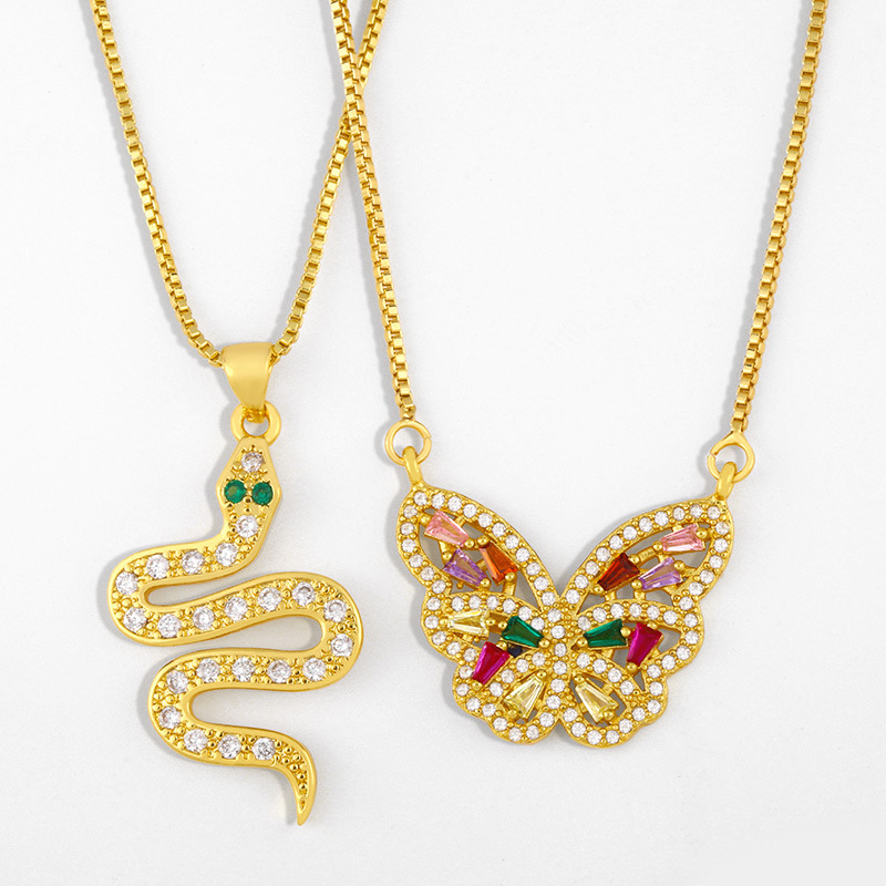 2023 European and American necklace butterfly necklace female trendy temperament net red inlaid diamond simple versatile necklace nkr47