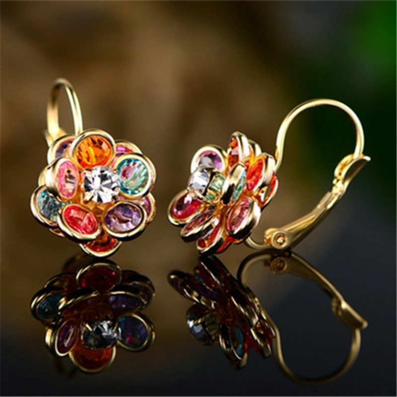 Hot selling fashion cute colorful epoxy flower earrings for ladies all-match online celebrity earrings wholesale