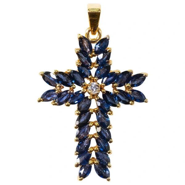 Popular exquisite retro marquise style blue crystal inlaid women's necklace European and American jewelry wholesale