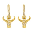 Clearance earrings2023 earrings women's temperament Korean personality earrings niche diamond bull head earrings eru66