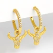 Clearance earrings2023 earrings women's temperament Korean personality earrings niche diamond bull head earrings eru66
