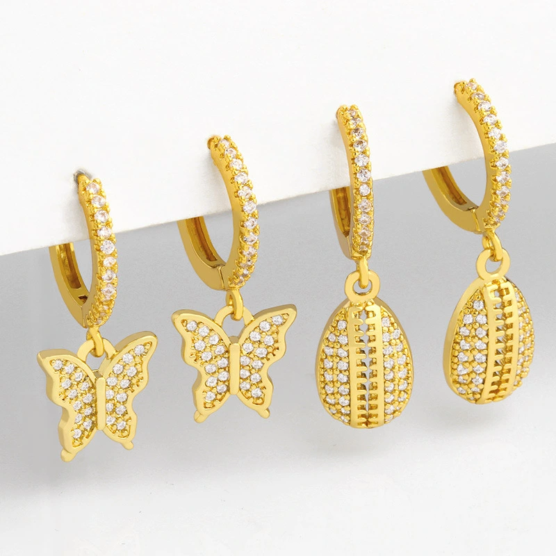European and American earrings fashion new simple personality creative butterfly earrings shell earrings female diamond earrings eru64