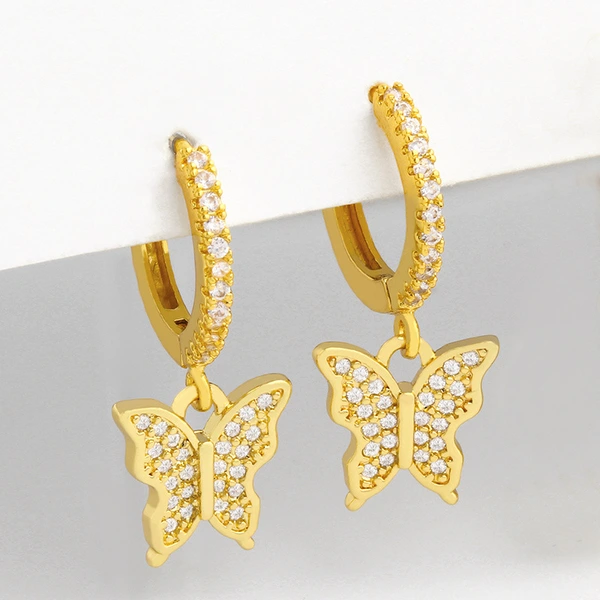 European and American earrings fashion new simple personality creative butterfly earrings shell earrings female diamond earrings eru64
