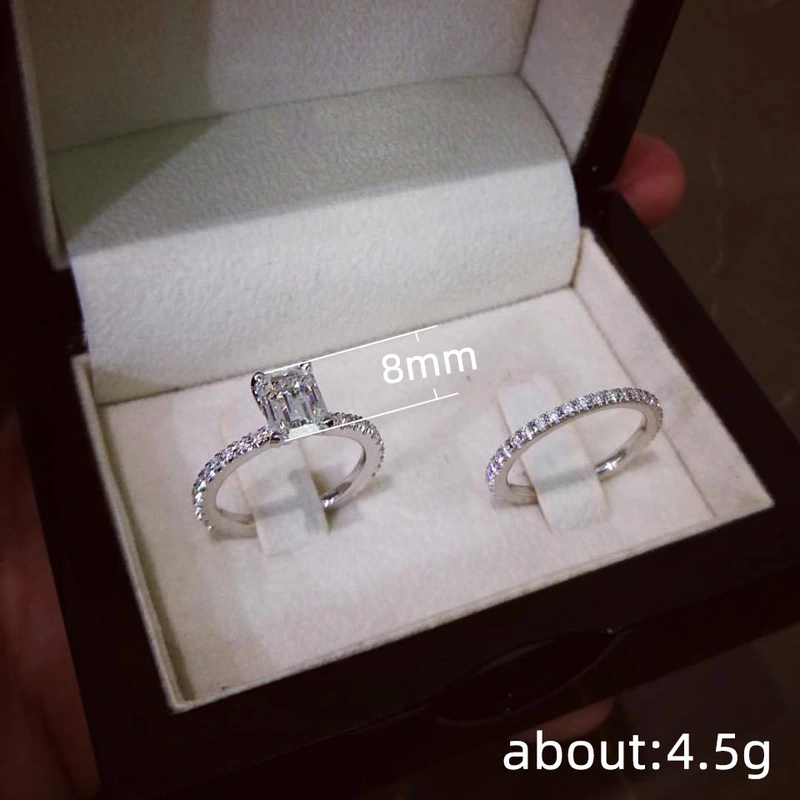 Hot selling large square crystal women's ring European and American exquisite ring hand jewelry wholesale