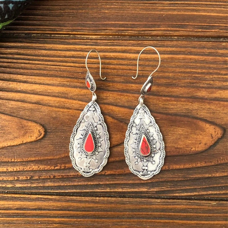  Jewelry hot sale retro style teardrop-shaped alloy women's earrings European and American earrings wholesale