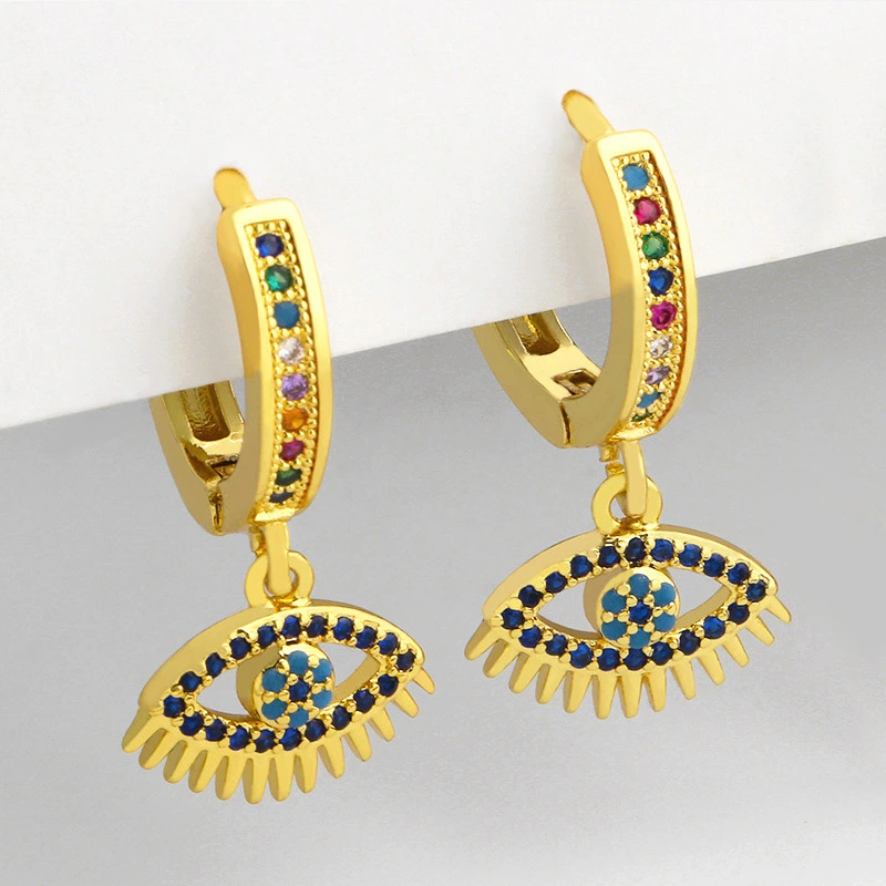 European and American fashion earrings micro-inlaid zircon earrings simple personality devil eye earrings jewelry accessories eru77