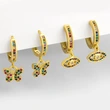 Clearance 2023 Fashion Copper Micro-inlaid Zircon Earrings Creative Butterfly Devil's Eye Earrings eru75