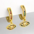 Clearance 2023 Fashion Copper Micro-inlaid Zircon Earrings Creative Butterfly Devil's Eye Earrings eru75