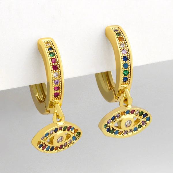 Clearance 2023 Fashion Copper Micro-inlaid Zircon Earrings Creative Butterfly Devil's Eye Earrings eru75