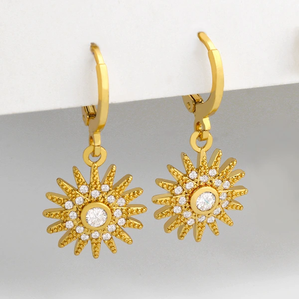 Clearance earrings2023 earrings women's European and American temperament sunflower earrings inlaid zircon earrings eru81