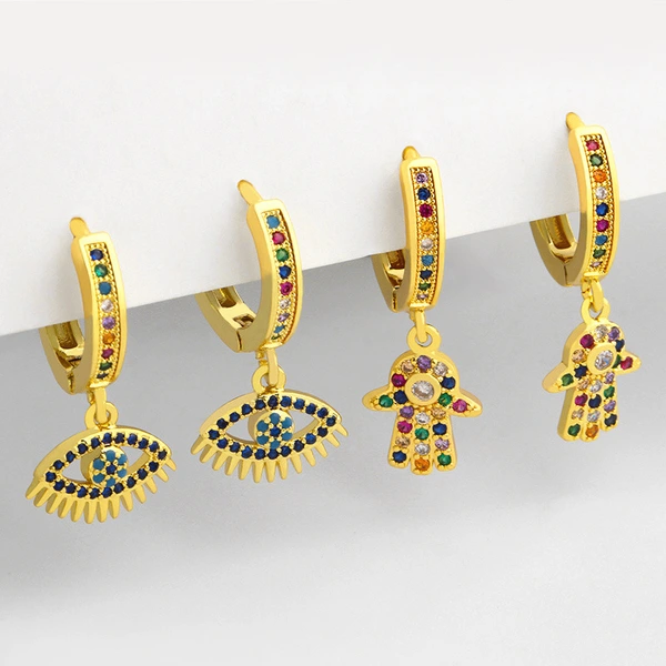 European and American fashion earrings micro-inlaid zircon earrings simple personality devil eye earrings jewelry accessories eru77