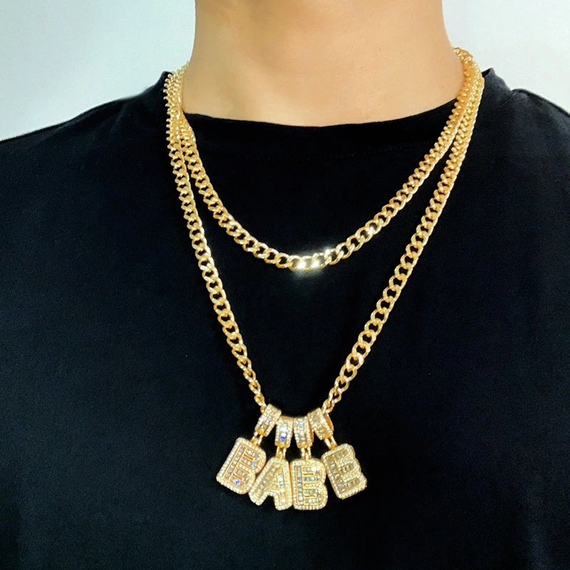 New accessories 26 English letters necklace hip hop Cuban chain European and American trend personality necklace nkr69