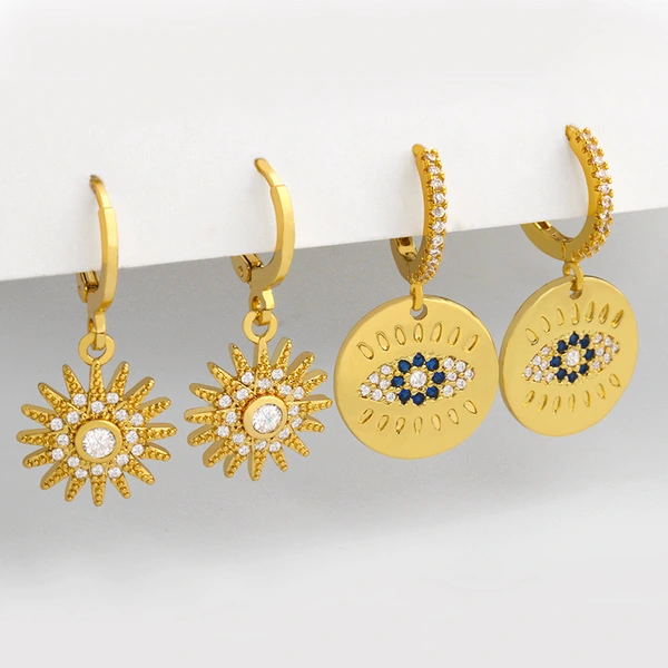 Clearance earrings2023 earrings women's European and American temperament sunflower earrings inlaid zircon earrings eru81
