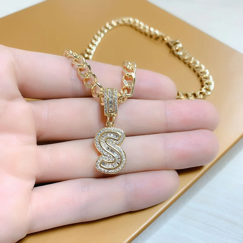 New accessories 26 English letters necklace hip hop Cuban chain European and American trend personality necklace nkr69