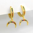 Clearance European and American jewelry temperament full diamond crescent earrings style Internet celebrity lock pendant earrings wholesale eru83