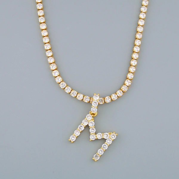 New accessories 26 English letters necklace European and American creative jewelry diamond letter necklace female nkr75