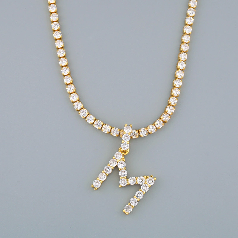 New accessories 26 English letters necklace European and American creative jewelry diamond letter necklace female nkr75