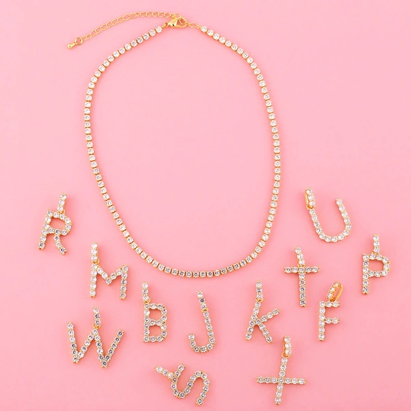 New accessories 26 English letters necklace European and American creative jewelry diamond letter necklace female nkr75