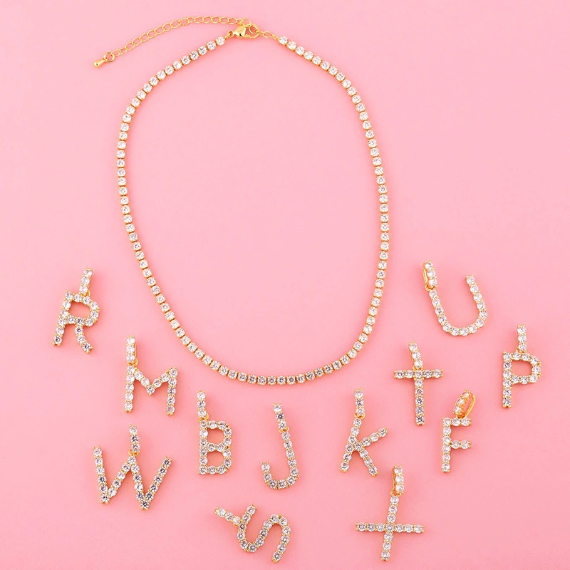 New accessories 26 English letters necklace European and American creative jewelry diamond letter necklace female nkr75