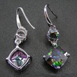 Hot selling exquisite colorful zircon geometric earrings for women, factory direct supply and wholesale