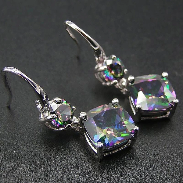 Hot selling exquisite colorful zircon geometric earrings for women, factory direct supply and wholesale