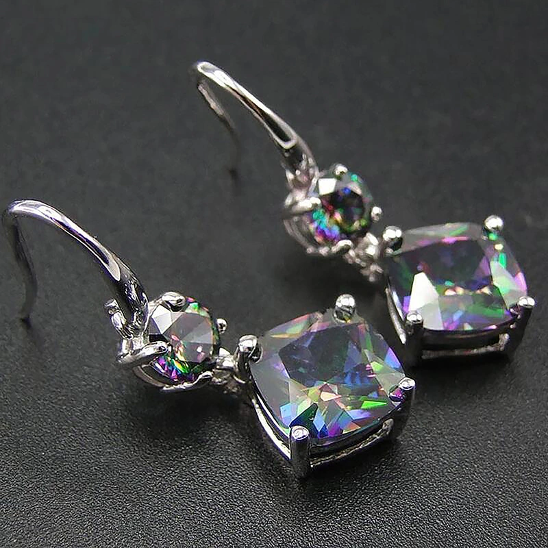 Hot selling exquisite colorful zircon geometric earrings for women, factory direct supply and wholesale