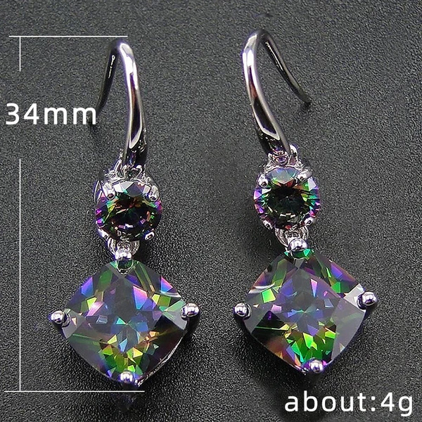 Hot selling exquisite colorful zircon geometric earrings for women, factory direct supply and wholesale