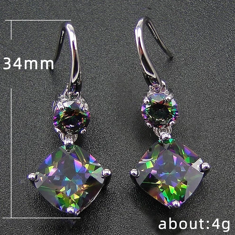 Hot selling exquisite colorful zircon geometric earrings for women, factory direct supply and wholesale