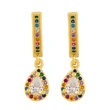 Clearance earrings European and American earrings crown diamond earrings micro inlaid colored zircon water drop earrings eru86