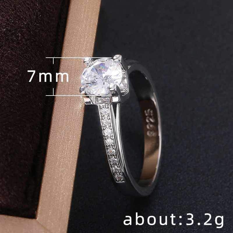 2021 New Accessories European and American Exquisite Luxury Zircon Women's Ring Copper Plated Silver Micro-inlaid Ring Wholesale