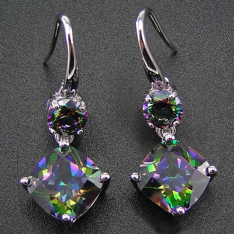 Hot selling exquisite colorful zircon geometric earrings for women, factory direct supply and wholesale
