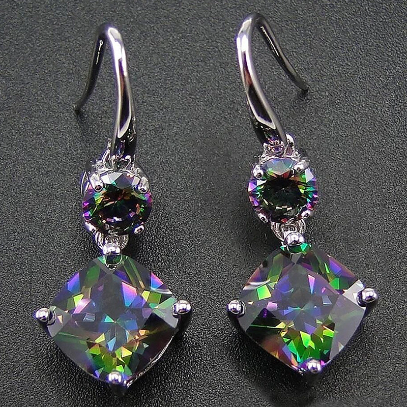 Hot selling exquisite colorful zircon geometric earrings for women, factory direct supply and wholesale