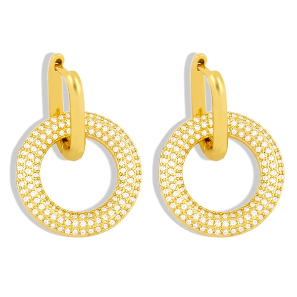 Clearance accessories fashion net red earrings female temperament cool style round earrings inlaid with zircon earrings eru93