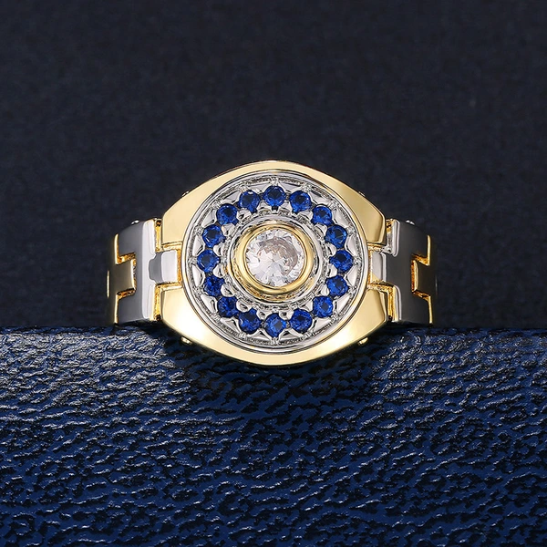 New e-commerce product: men's ring with zircon diamond strap, creative and fashionable hip-hop zircon ring jewelry