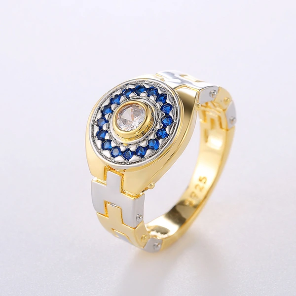 New e-commerce product: men's ring with zircon diamond strap, creative and fashionable hip-hop zircon ring jewelry