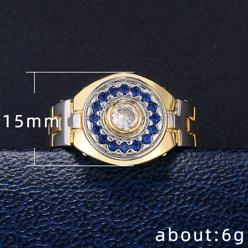 New e-commerce product: men's ring with zircon diamond strap, creative and fashionable hip-hop zircon ring jewelry