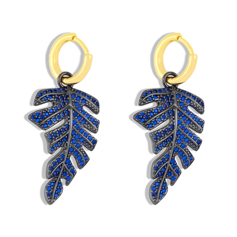 Clearance European and American temperament cold style leaf earrings female personality diamond earrings niche design earrings eru96