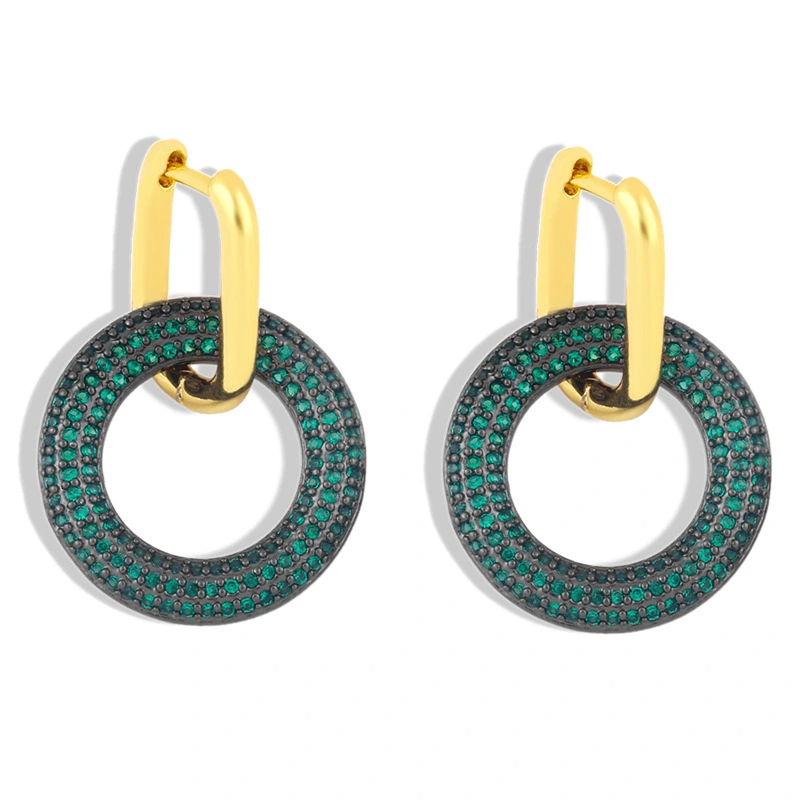 Clearance accessories fashion net red earrings female temperament cool style round earrings inlaid with zircon earrings eru93