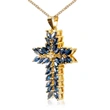 Popular exquisite retro marquise style blue crystal inlaid women's necklace European and American jewelry wholesale