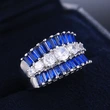 Hot selling exquisite creative blue zircon wedding ring European and American ladies jewelry wholesale