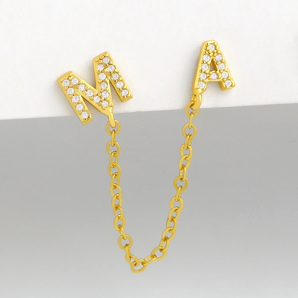 earrings creative earrings simple cold style chain butterfly earrings letter AM diamond earrings female erv07
