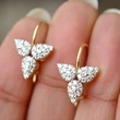 New hot selling ear clips personalized micro-inlaid zircon three-leaf ear hooks for women Japanese and Korean Internet celebrities same style earrings wholesale