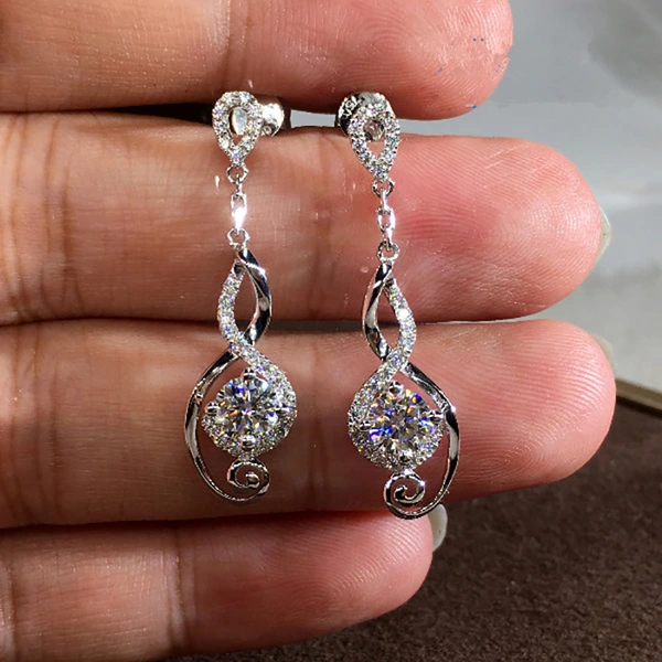 Fashionable new teardrop earrings, creative women's zircon earrings, exquisite wedding earrings, earrings wholesale