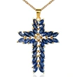 Popular exquisite retro marquise style blue crystal inlaid women's necklace European and American jewelry wholesale
