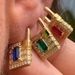 earrings European and American fashion creative personality lock earrings female micro inlaid color zircon ear jewelry erv12