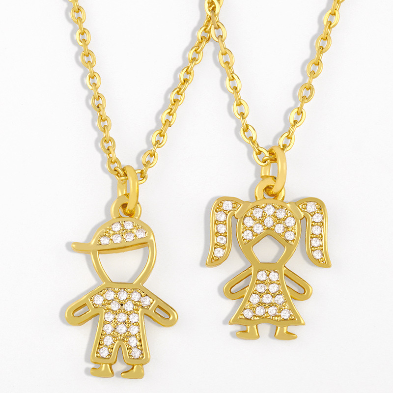 European and American necklace jewelry women's creative micro-inlaid zircon boy and girl pendant necklace couple necklace wholesale nks11