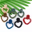 2023 autumn and winter new fashion heart-shaped earrings hand-woven rice beads peach heart earrings ear jewelry erv15