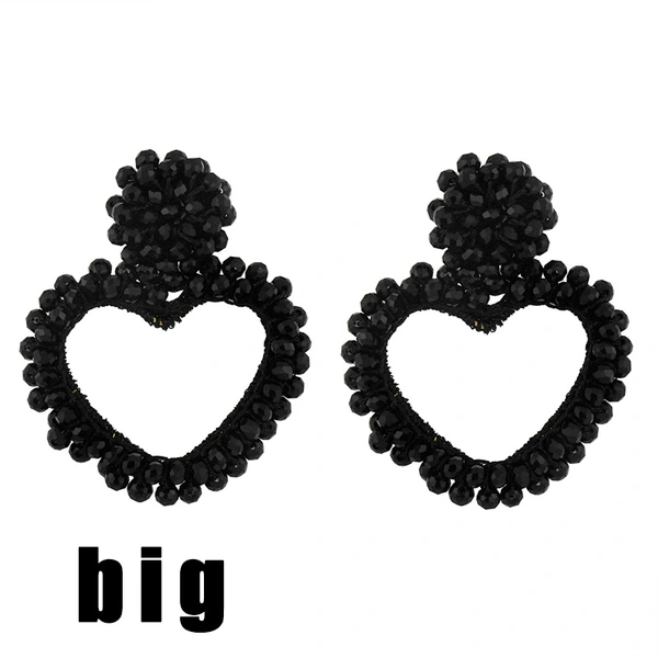 2023 autumn and winter new fashion heart-shaped earrings hand-woven rice beads peach heart earrings ear jewelry erv15