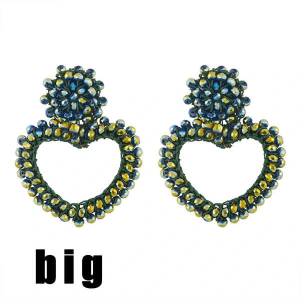 2023 autumn and winter new fashion heart-shaped earrings hand-woven rice beads peach heart earrings ear jewelry erv15
